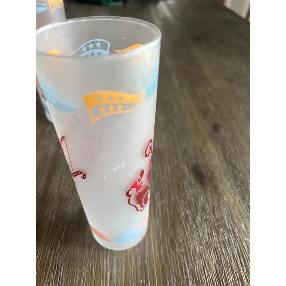 Vintage Frosted Tall Glasses Set 2 MCM 7